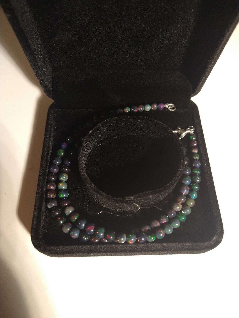 Natural Black Smoked Opal Beaded Necklace